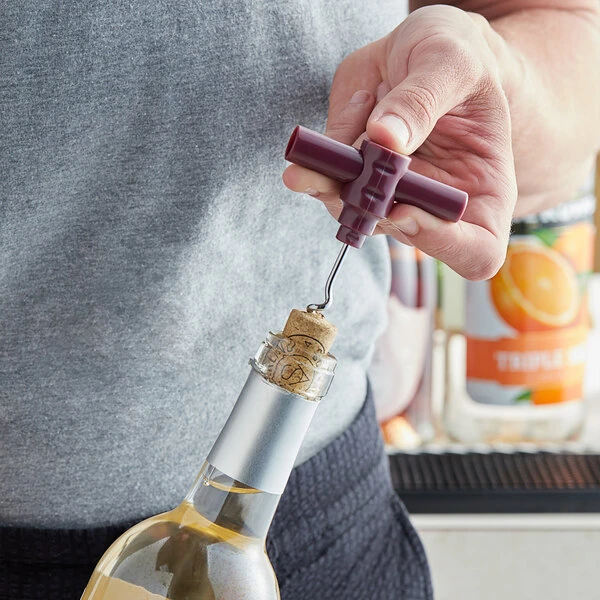 Choice Burgundy Plastic Pocket Corkscrew