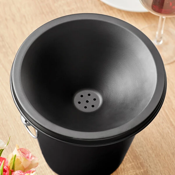 Acopa Black Stainless Steel Wine Tasting Spittoon Lid for 4 Qt. Bucket