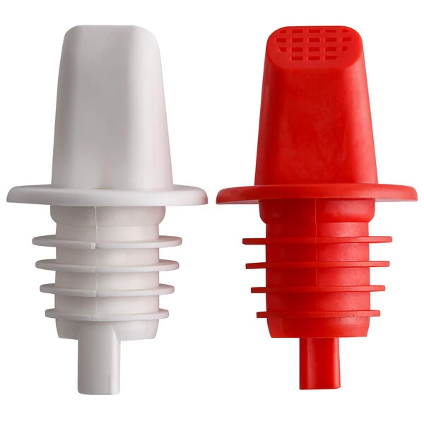 TableCraft H33BK Easy Pour Red and White Plastic Wine Pourer / Aerator with Built-In Screen - 2/Pack