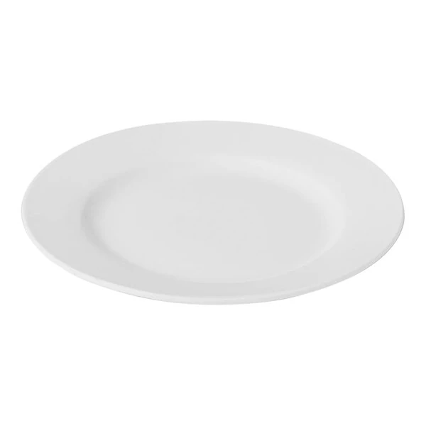 Bon Chef Mezzo 8" Bright White Porcelain Wide Rim Plate - 36/Case