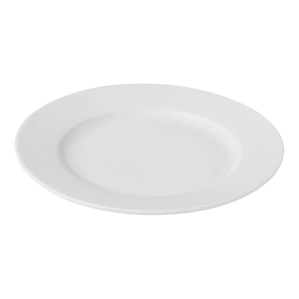 Bon Chef Mezzo 9" Bright White Porcelain Wide Rim Plate - 36/Case