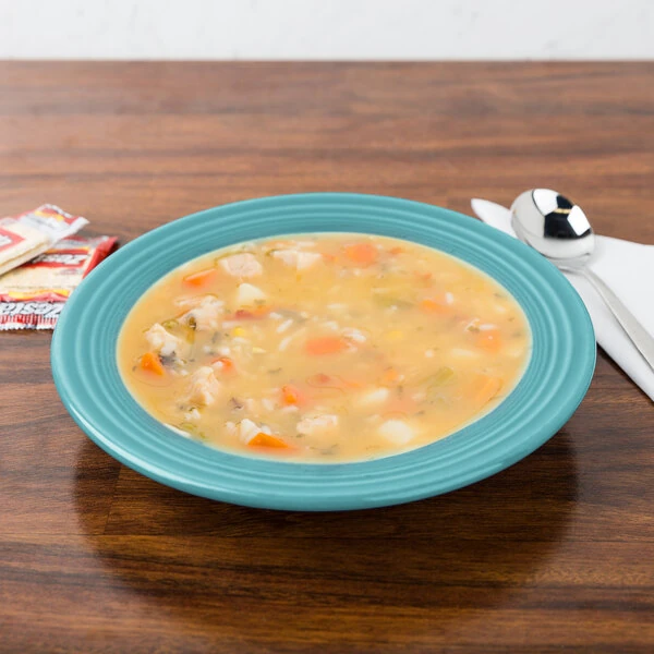 Fiesta® Dinnerware from Steelite International HL451107 Turquoise 13.25 oz. China Rim Soup Bowl - 12/Case