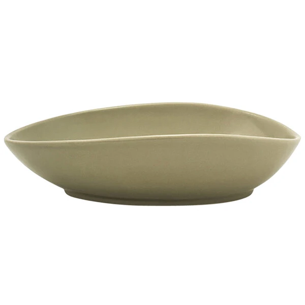 Front of the House Tides 30 oz. Semi-matte Sea Grass Oval Porcelain Bowl - 4/Case