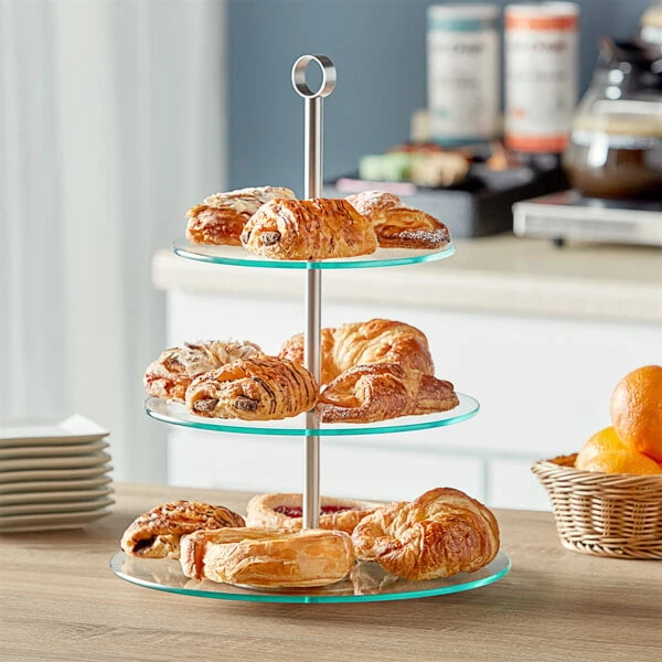 Acopa 3-Tier Glass / Stainless Steel Display Stand