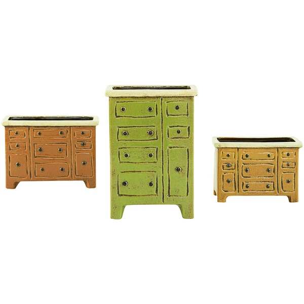 Kalalou 3-Piece Multicolor Ceramic Chest of Drawers Planter Set