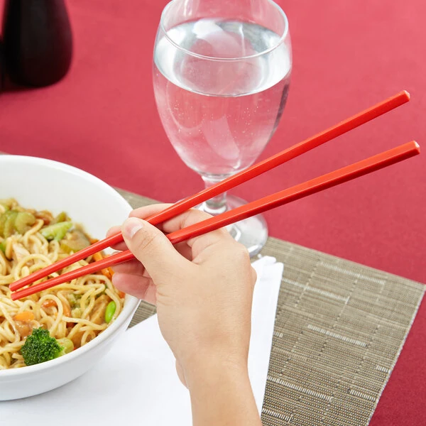 Town 51316R 10 1/2" Red Plastic Chopsticks Set - 10/Pack