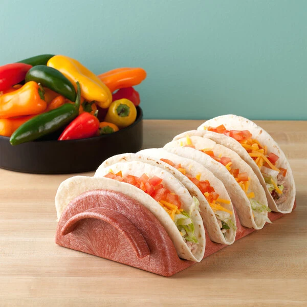 HS Inc. HS1022 4 Shell Paprika Polyethylene Taco Server - 12/Case