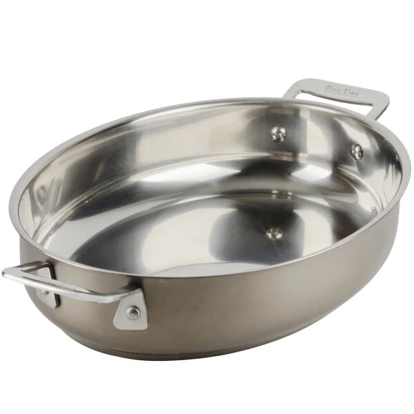 Bon Chef 60019TAUPE Cucina 1.5 Qt. Taupe Stainless Steel Oval Au Gratin Dish