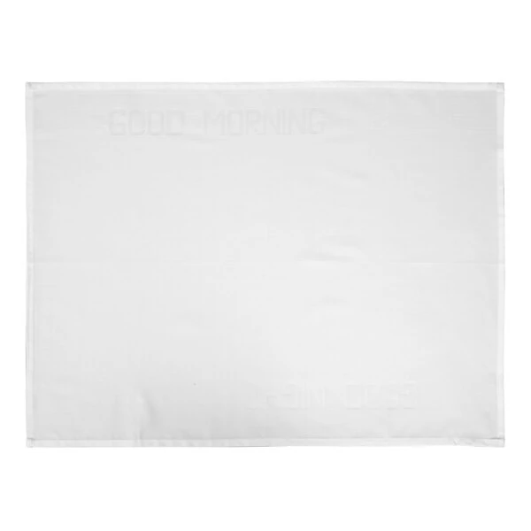 Garnier-Thiebaut 22" x 30" White Good Morning-Good Night Cotton / Polyester Bedside Mat - 250/Case
