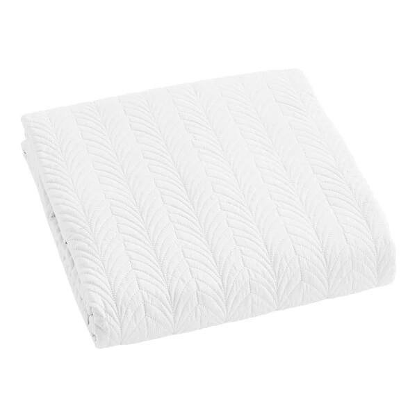 Berkshire Hospitality Flourish 108" x 94" King Size White 100% Polyester Botanical Leaf Quilt Coverlet - 4/Case