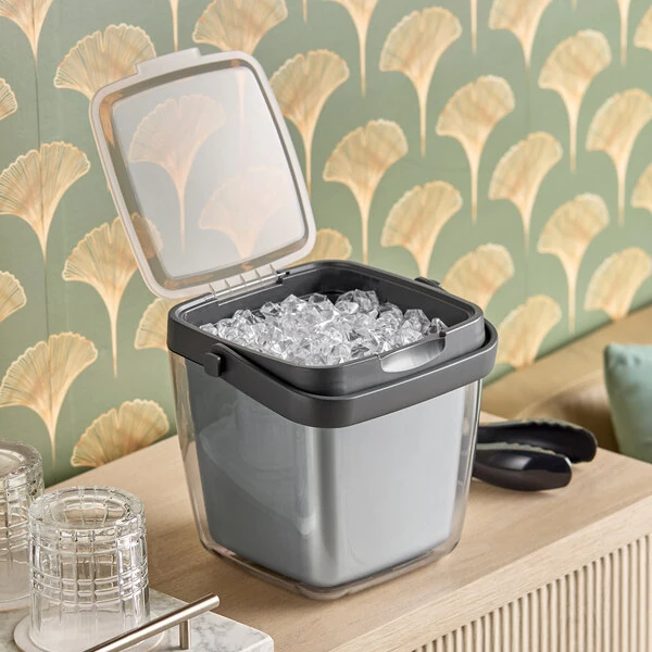 OXO 11169200 Good Grips Plastic Insulated 3.5 Qt. Ice Bucket Set with Tongs and Garnish Tray