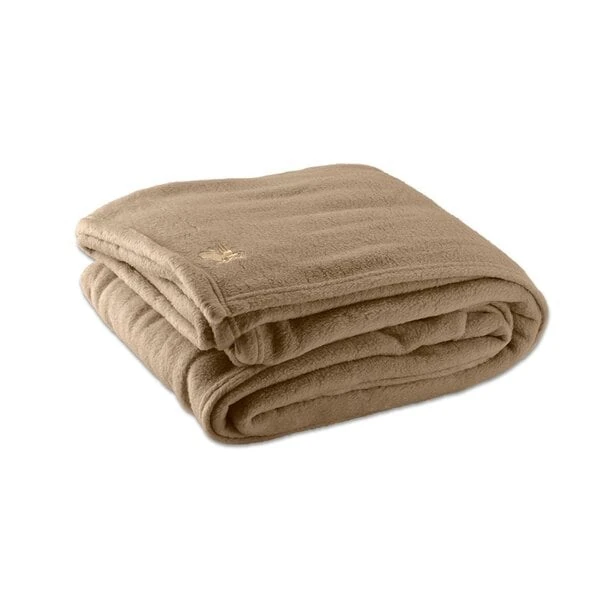 Oxford 66" x 90" Twin Size Desert Tan 100% Polyester Fleece Hotel Blanket - 4/Case