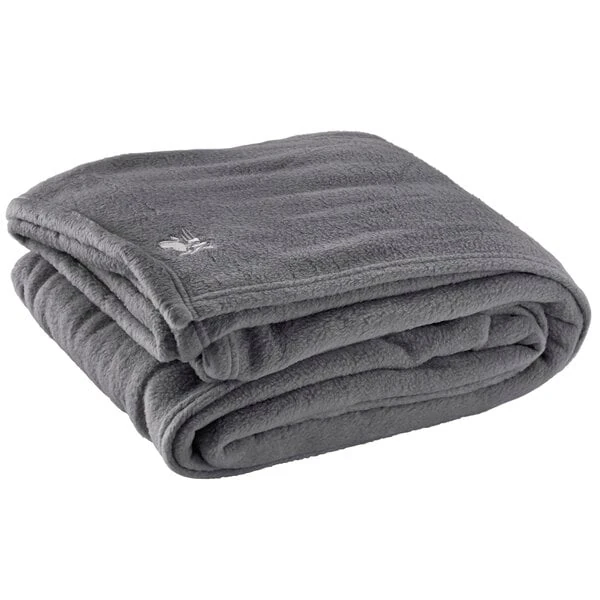 Oxford 66" x 90" Twin Size Charcoal Gray 100% Polyester Fleece Hotel Blanket - 4/Case