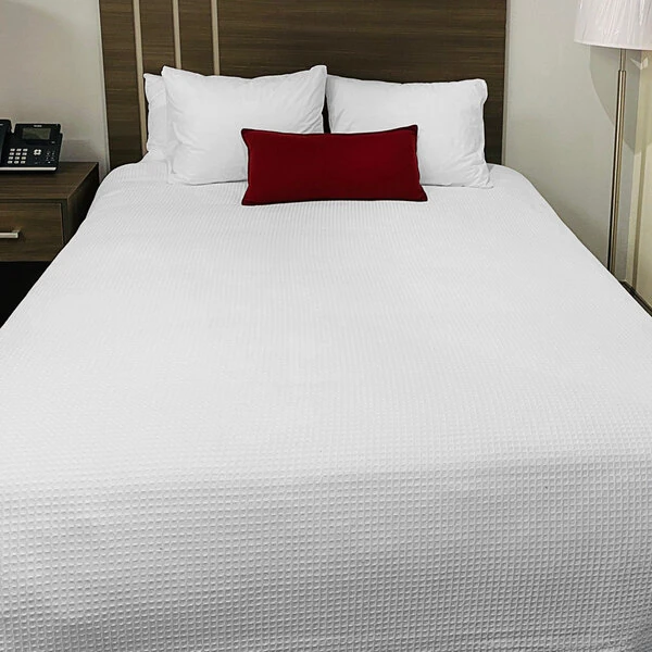 Oxford 66" x 90" Twin Size White 100% Cotton Jaipur Thermal Honeycomb Hotel Blanket