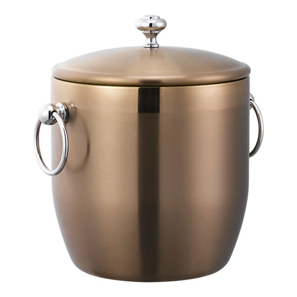 Service Ideas Elite 101.4 oz. Metallic Rose Gold Stainless Steel Hotel Ice Bucket IB3BSRG
