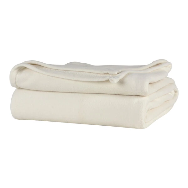 Berkshire Hospitality Microloft 108" x 90" King Size Cream 100% Polyester Microfleece Blanket - 8/Case
