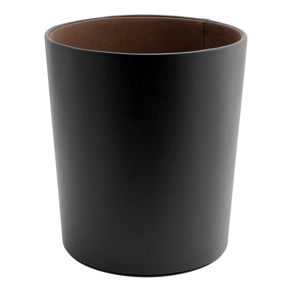 room360 London 6.75 Qt. Brown Faux Leather Tapered Cylinder Wastebasket - 4/Case