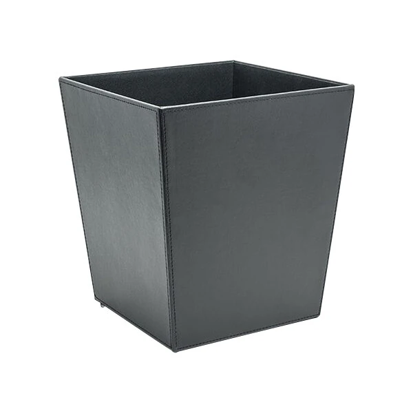 room360 London 14 Qt. Black Faux Leather Flare Wastebasket - 4/Case