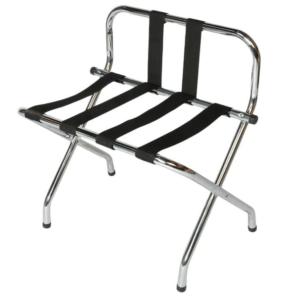 CSL 1055B-C-BL Chrome Metal High Back Luggage Rack with Back Webbing - 6/Pack