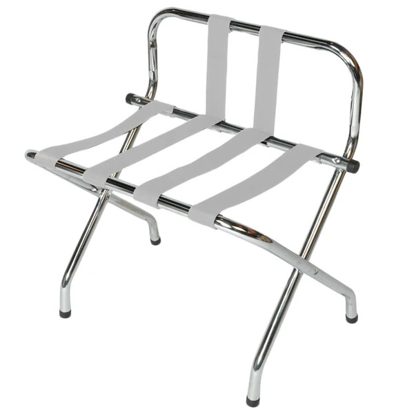 CSL 1055B-C-SV Chrome Metal High Back Luggage Rack with Back Webbing - 6/Pack