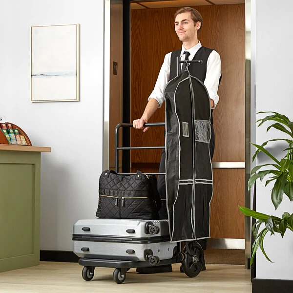 Lancaster Table & Seating 37 1/2" x 23 1/2" x 73" Black Luggage Cart