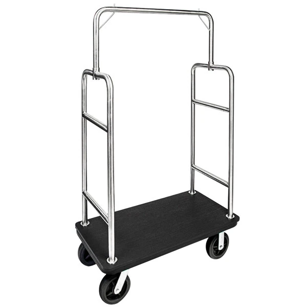 CSL 2599PLS-010 Heavy Duty 43" x 23" x 71" Squared Top Customizable Bellman Cart with Recycled Plastic Deck