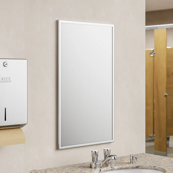 American Specialties, Inc. 18" x 30" Plate Glass Mirror with Stainless Steel Chan-Lok Frame 10-0620-1830