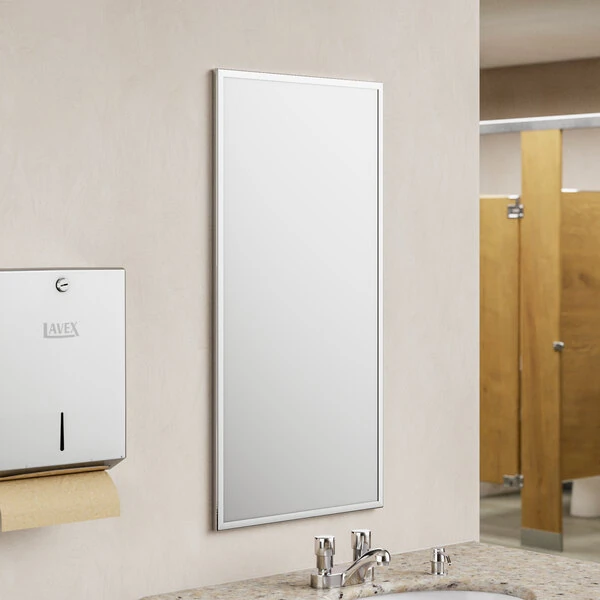American Specialties, Inc. 18" x 36" Plate Glass Mirror with Stainless Steel Chan-Lok Frame 10-0620-1836