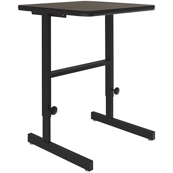 Correll 20" x 24" Walnut Thermal-Fused Laminate Top 34" - 42" Adjustable Standing Height Work Station