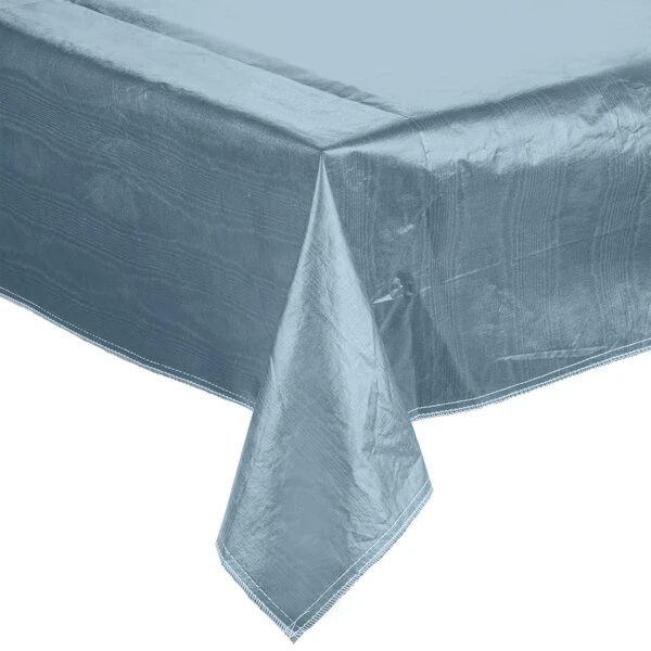 Intedge 52" Wide Blue Solid Vinyl Table Cover with Flannel Back, 25 Yard Roll