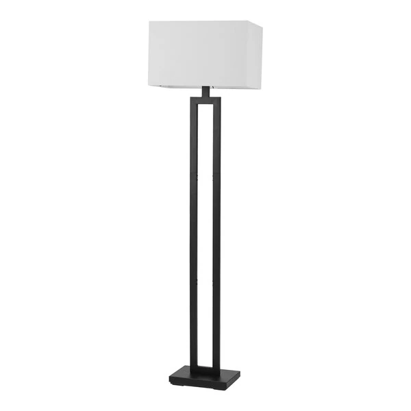 Globe D'Alessio 58 3/16" Matte Black Floor Lamp with Rectangular White Linen Shade - 120V, 60W