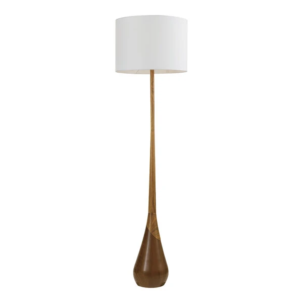 Globe Novogratz Harrington 65" 2-Tone Faux Wood Floor Lamp with White Cotton Shade - 120V, 60W