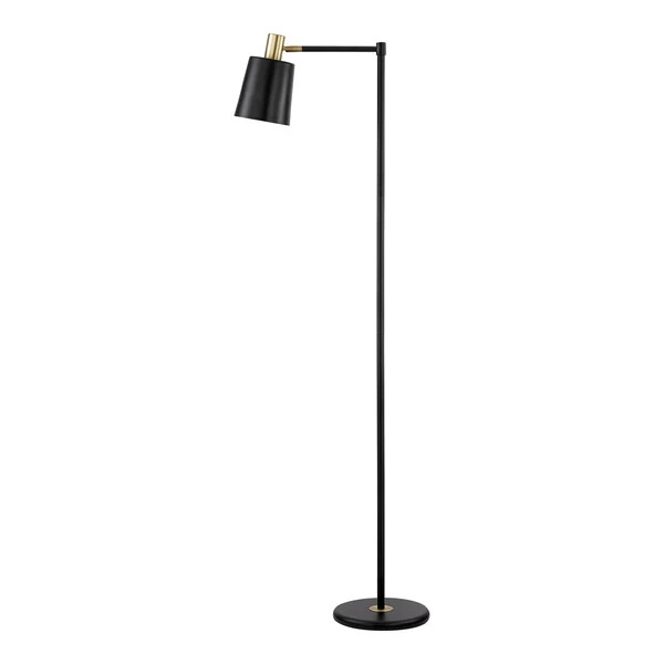 Globe Lex 60" Black / Gold Floor Lamp with Pivoting Shade - 120V, 60W
