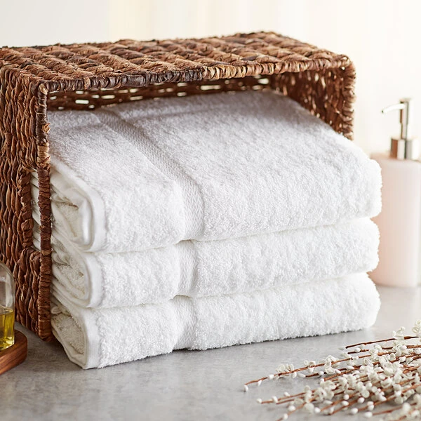 Lavex Premium 27" x 54" 100% Ring-Spun Cotton Bath Towel 15 lb. - 12/Pack
