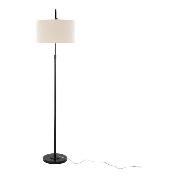 LumiSource April 72" Oil Bronze Floor Lamp with Natural Linen Drum Shade - 120V, 60W