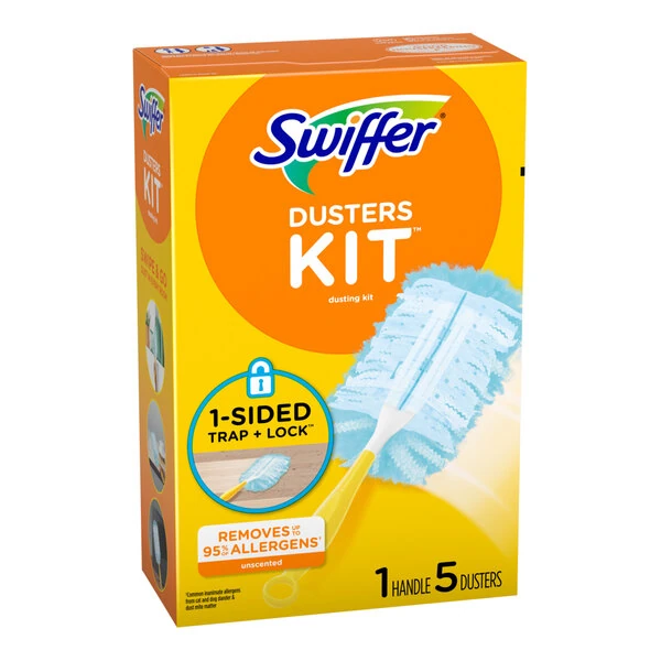 Swiffer® Dusters 11804 Cleaner Starter Kit with 5 Duster Cloth Refills - 6/Case