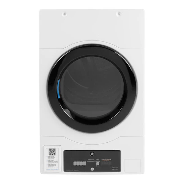GE VFD31GDSRWW 7.7 Cu. Ft. Stackable Front-Load Gas-Powered Commercial Dryer - Free Use / App Payment / Coin Compatible