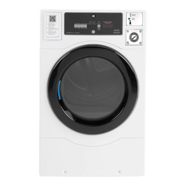 GE VFD31GSSRWW 7.7 Cu. Ft. Front-Load Gas-Powered Commercial Dryer - App Payment / Coin Operated