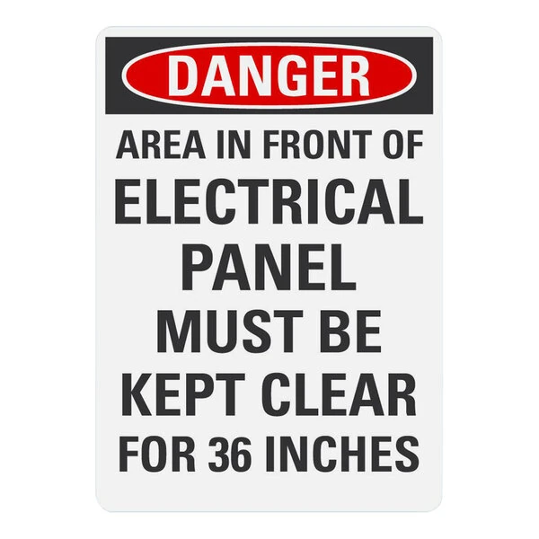 Lavex 14" x 10" Non-Reflective Plastic "Danger / Area In Front Of Electrical Panel Must Be Kept Clear For 36 Inches" Safety Sign