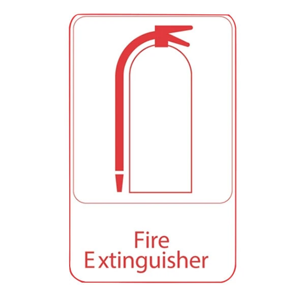 Vollrath 5618 Traex® "Fire Extinguisher" Sign - White and Red, 6" x 9"