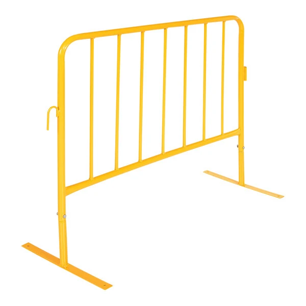 Vestil 47 1/2" Yellow Steel Crowd Control Barrier with Flat Feet PRAIL-48-Y-FF