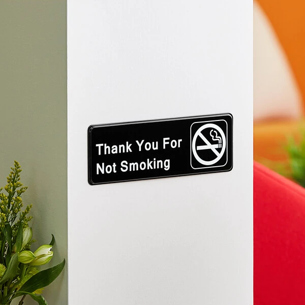 Lavex "Thank You For Not Smoking" Sign - Black and White, 9" x 3"