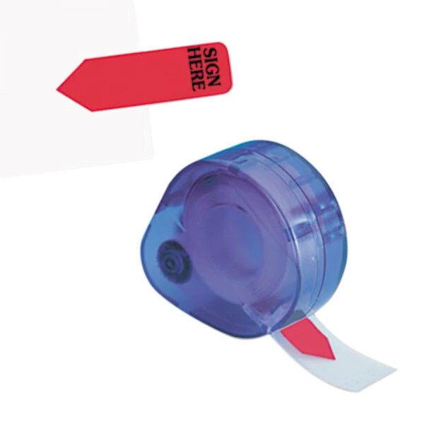 Redi-Tag 81054 Reversible Red 1 3/4" x 9/16" "Sign Here" Arrow Page Flag with Dispenser