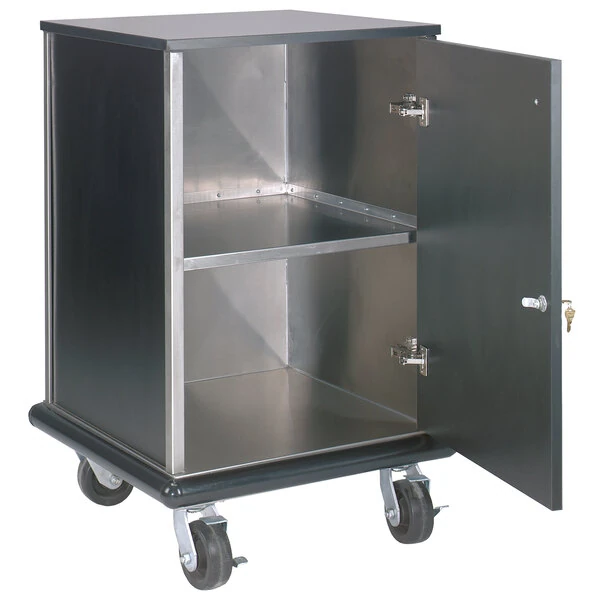 Advance Tabco AMD-2B Mobile Stainless Steel and Black Locking Cash Register Stand - 24 1/2" x 23 1/2" x 40 3/4"