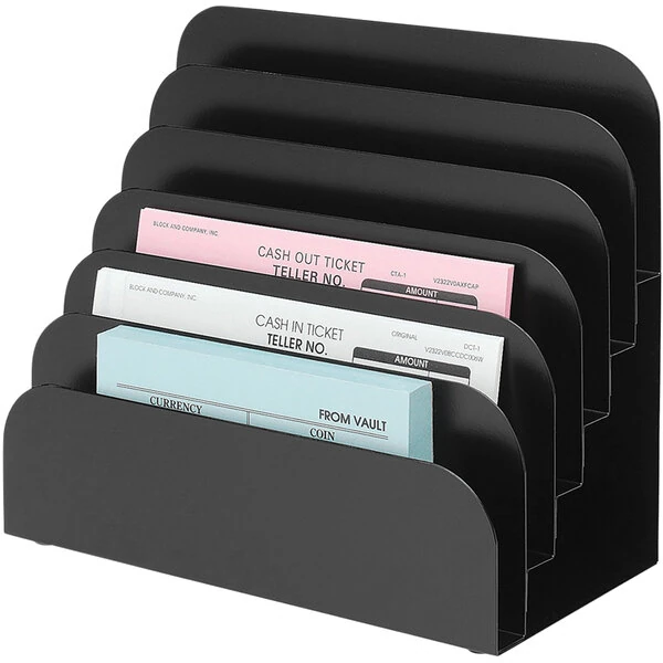 Controltek USA 500075 Black 6-Pocket Cashier Organizer Rack