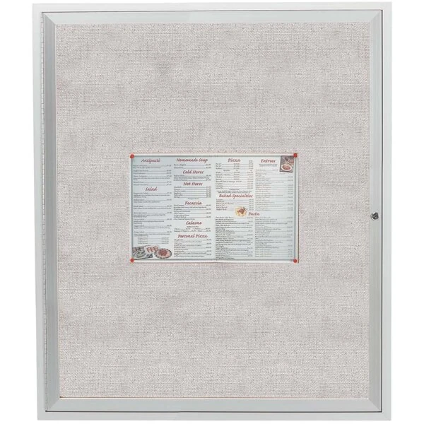 Aarco ODCC4836R 48" x 36" Enclosed Hinged Locking 1 Door Satin Anodized Aluminum Finish Outdoor Bulletin Board Cabinet
