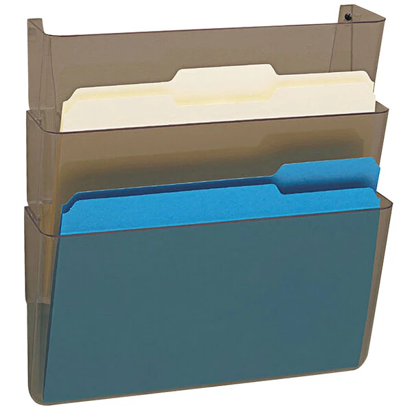 Deflecto EZ Link 13" x 4" x 7" Smoke Wall Mount Break-Resistant 3-Pocket DocuPocket - 3/Pack