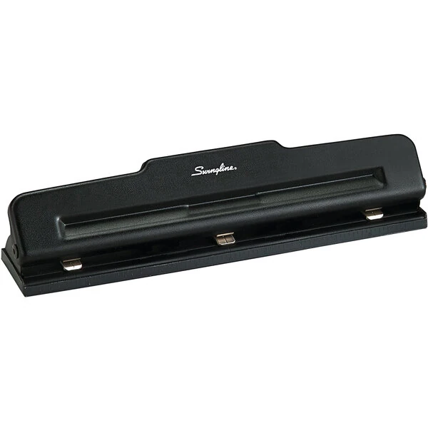 Swingline 74015 10 Sheet Black Adjustable 2-to-3 Hole Punch - 9/32" Holes