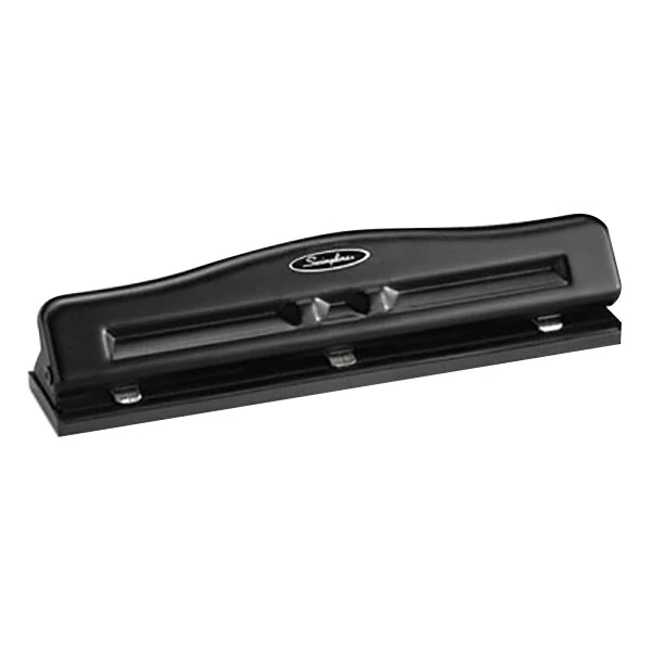 Swingline 74020 11 Sheet Black Adjustable 2-to-3 Hole Punch - 9/32" Holes