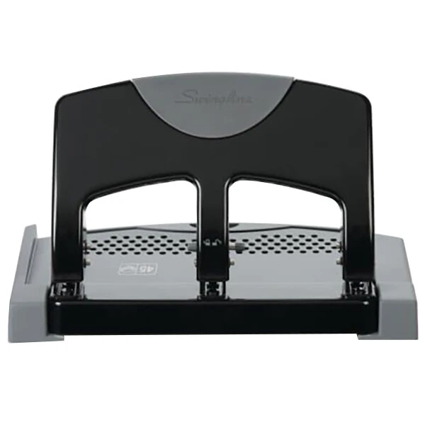 Swingline 74136 45 Sheet SmartTouch Black and Gray 3 Hole Punch - 9/32" Holes